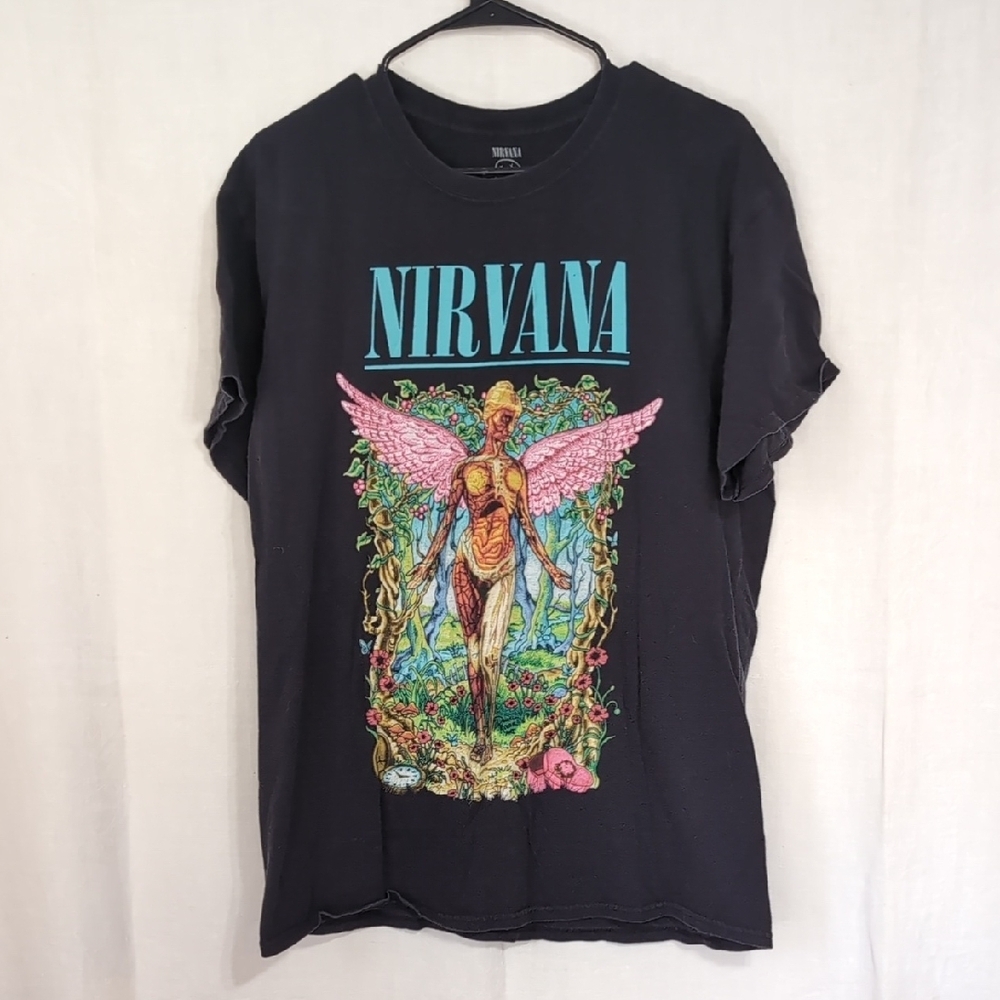 Nirvana Black Graphic Tee Short Sleeve Unisex Size Large